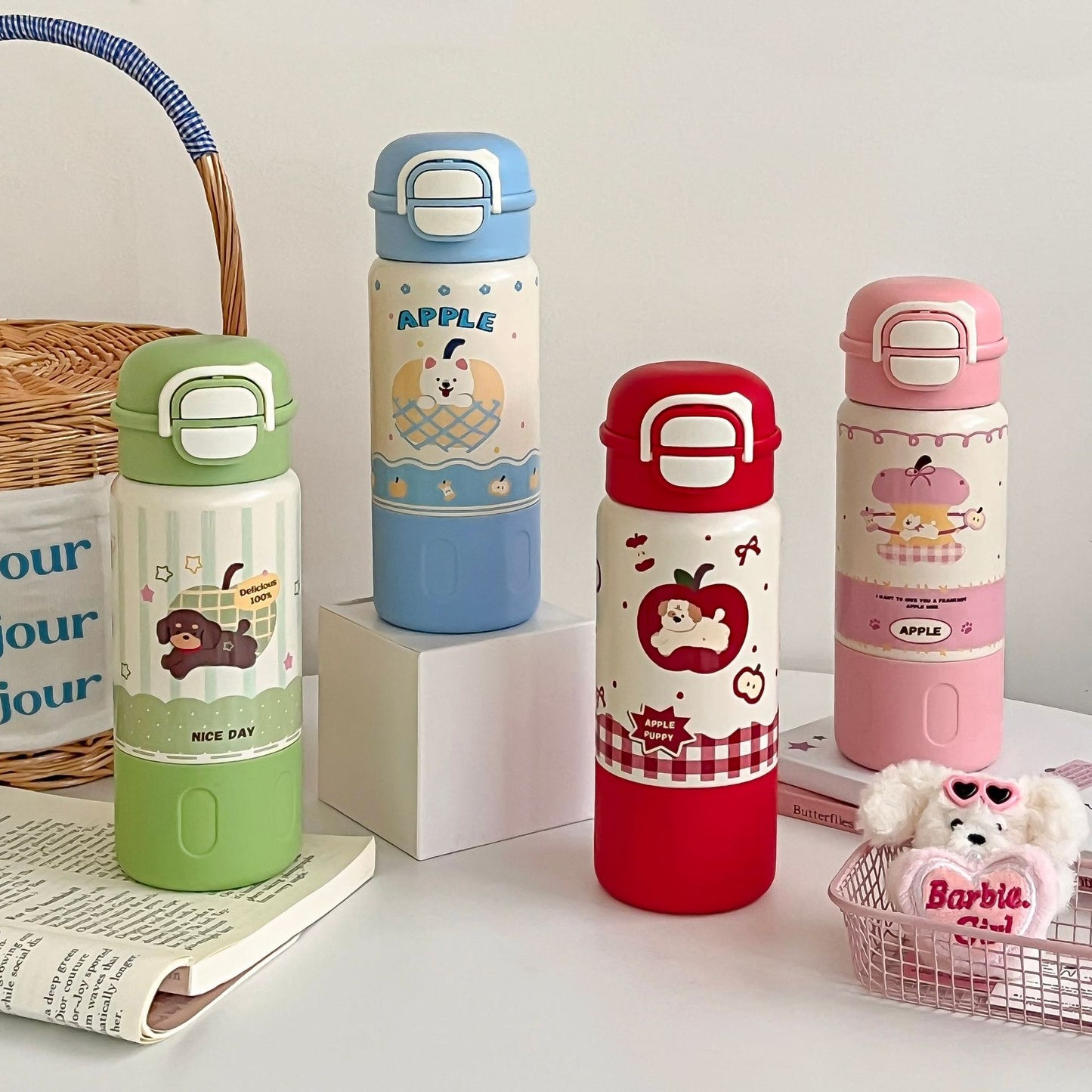 Damen Isolierte Trinkflasche mit fröhlichem Hundedesign Brehn