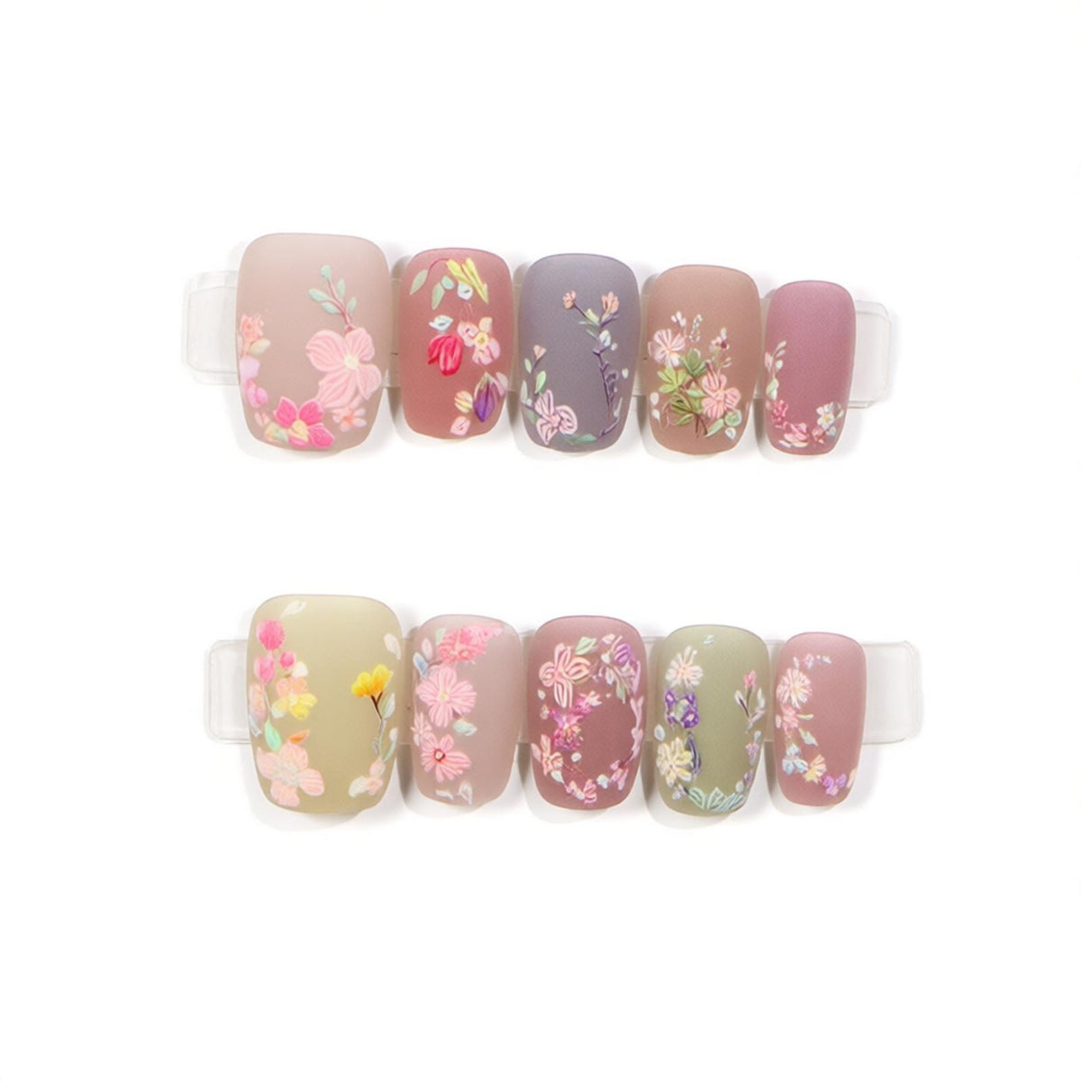 Artisan Blüten-Design Druck-Nagelset Brehn