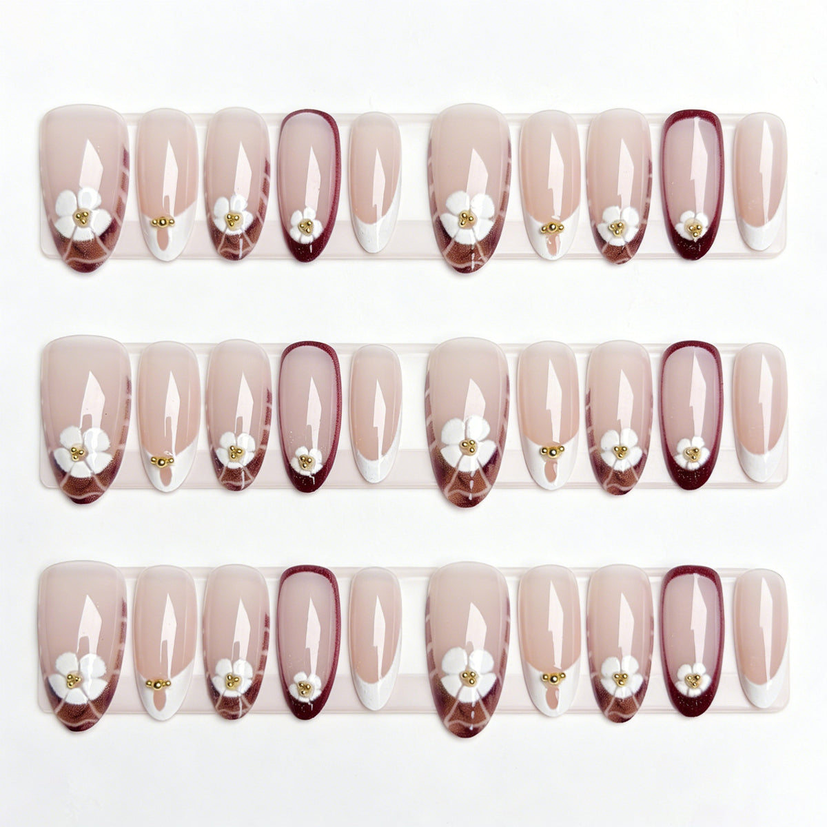 Elegante florale Design Press-On-Nagelverzierung Brehn