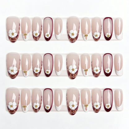 Elegante florale Design Press-On-Nagelverzierung Brehn