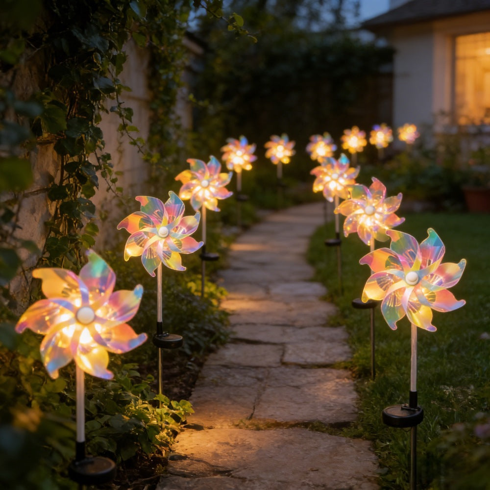 LED Solarbetriebene Drehende Windmühlenweg Stake Lichter Brehn