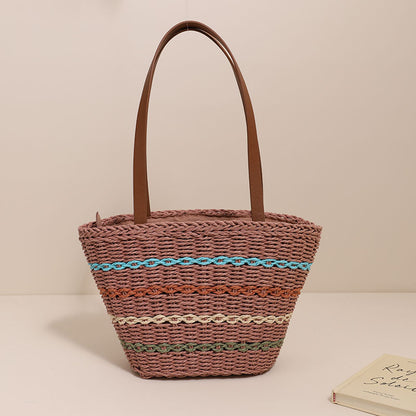 Trendige Strohtasche mit Bunten Details Brehn