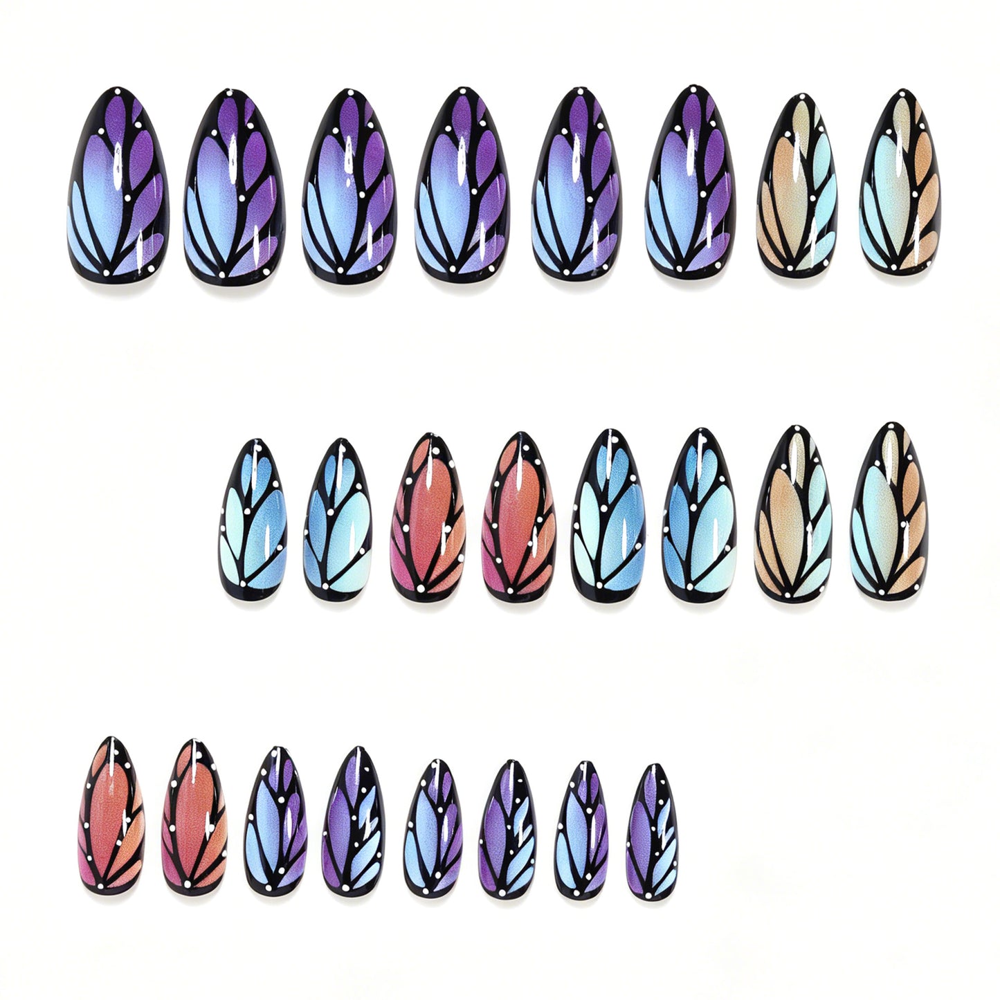 Künstlerisches Stiletto-Nailart-Set mit Blattmustern Brehn