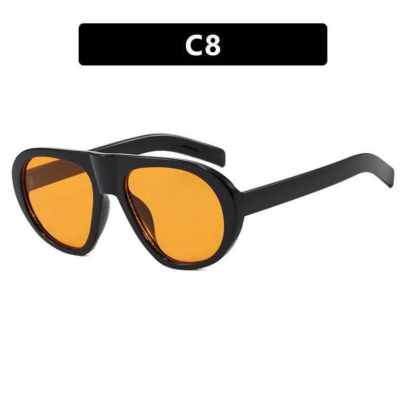 Damen auffällige Sonnenbrille mit futuristischem Rahmen und robustem Design Brehn