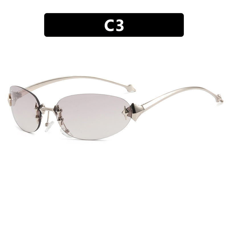 Damen modische Sonnenbrille im futuristischen Design mit verspiegeltem Rahmen Brehn