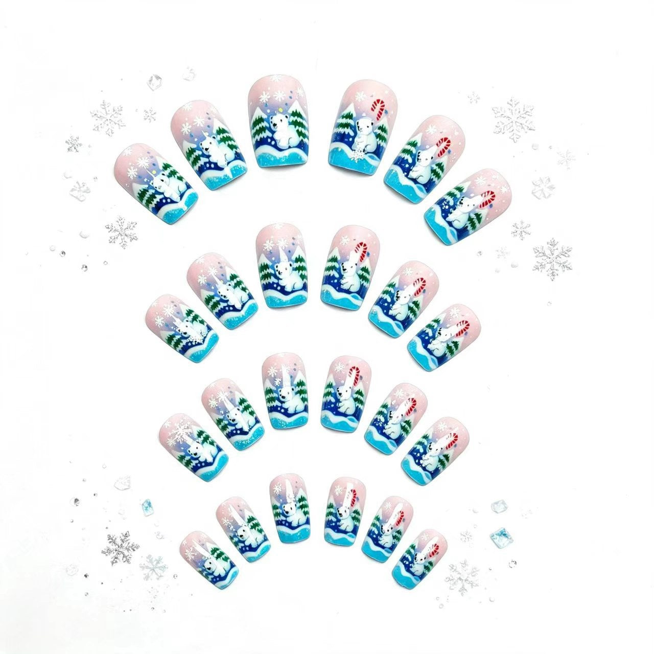 Kunstnägel mit Niedlichem Winterlandschaftsdesign Brehn