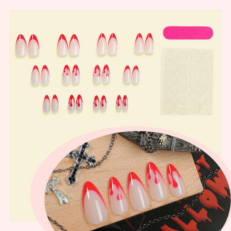 Kunstnagelset mit kreativem Rot-weißem Lackdesign Brehn