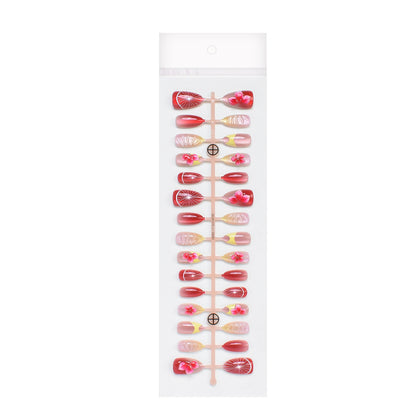 Künstlerisches Blumendesign Press-On Nagelset Brehn