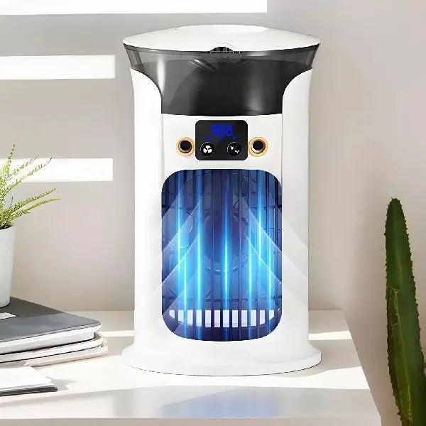 Unisex Einheitsgröße kompakter zylindrischer digitaler persönlicher Kühlventilator mit programmierbarem LED-Display und mehrstufigen Geschwindigkeitsstufen Brehn