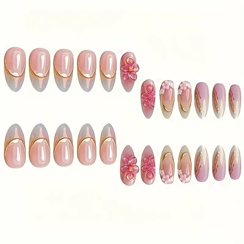 Floral Verziertes Press-On Nagelkunst Set Brehn