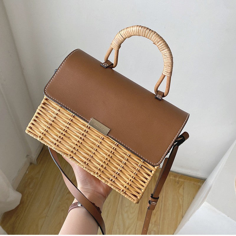 Damen Elegante Handtasche mit geflochtenem Korbdesign Brehn