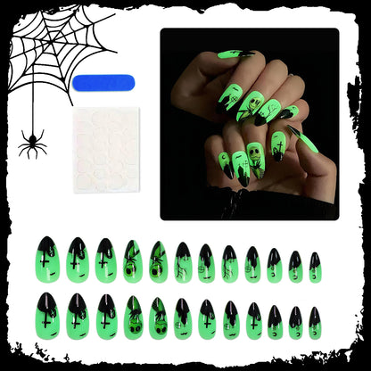 Halloween Kunstnagelset mit kreativen gruseligen Motiven Brehn