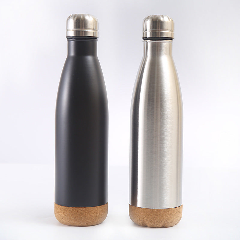Damen stilvolle Edelstahl Isolierflasche mit Korkboden Brehn