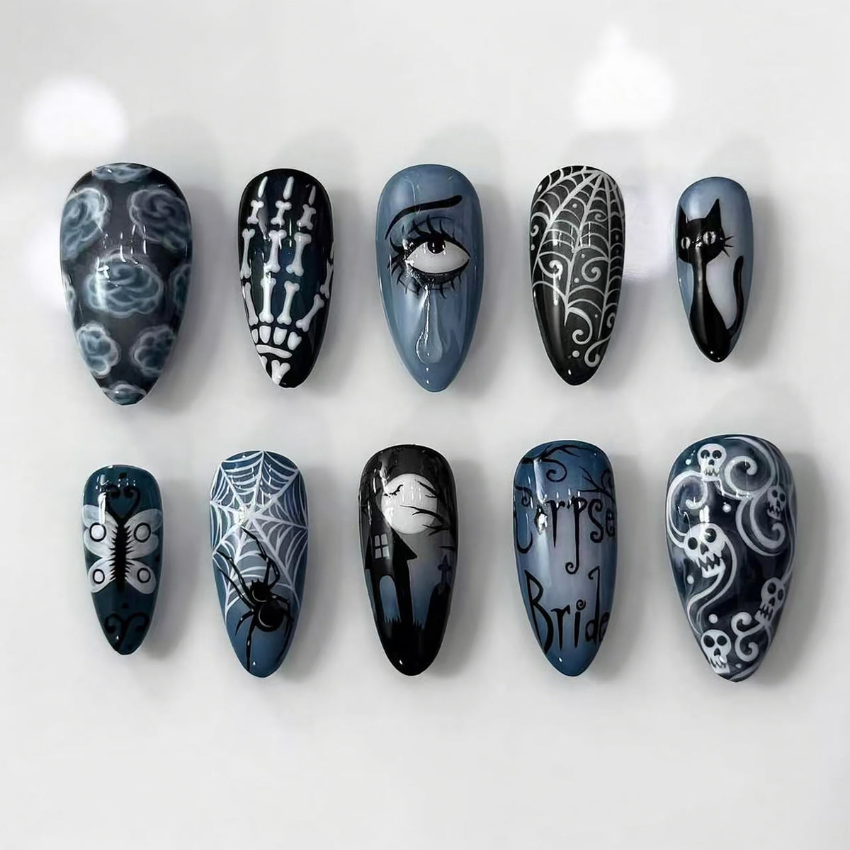 Gothic-Themen Press-On Nagelkunst Set
