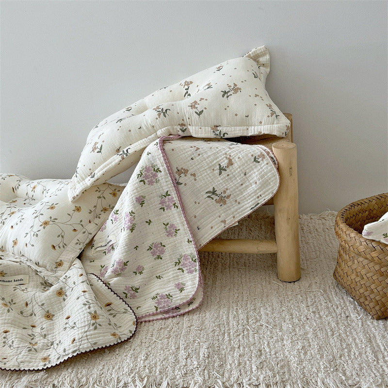 Unisex vielseitige Musselin-Decke mit floralen Akzenten Brehn