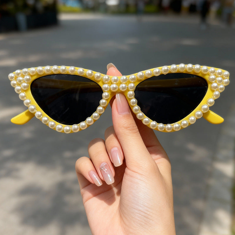 Perlenverzierte Katzenaugen-Sonnenbrille Brehn