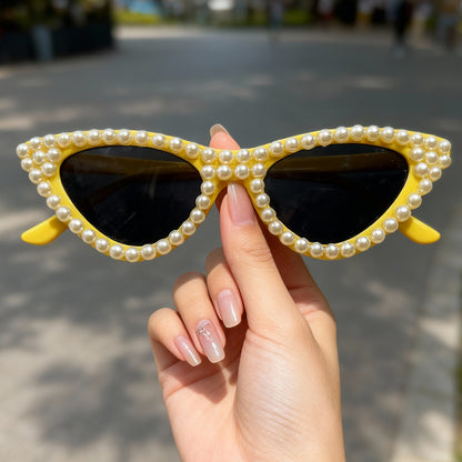 Perlenverzierte Katzenaugen-Sonnenbrille Brehn