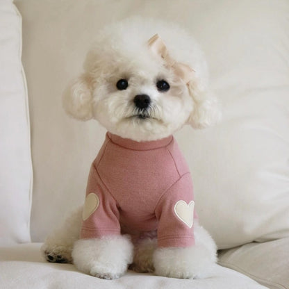 Pet Mock-Neck Rippstrickpullover mit Herz El Patches
