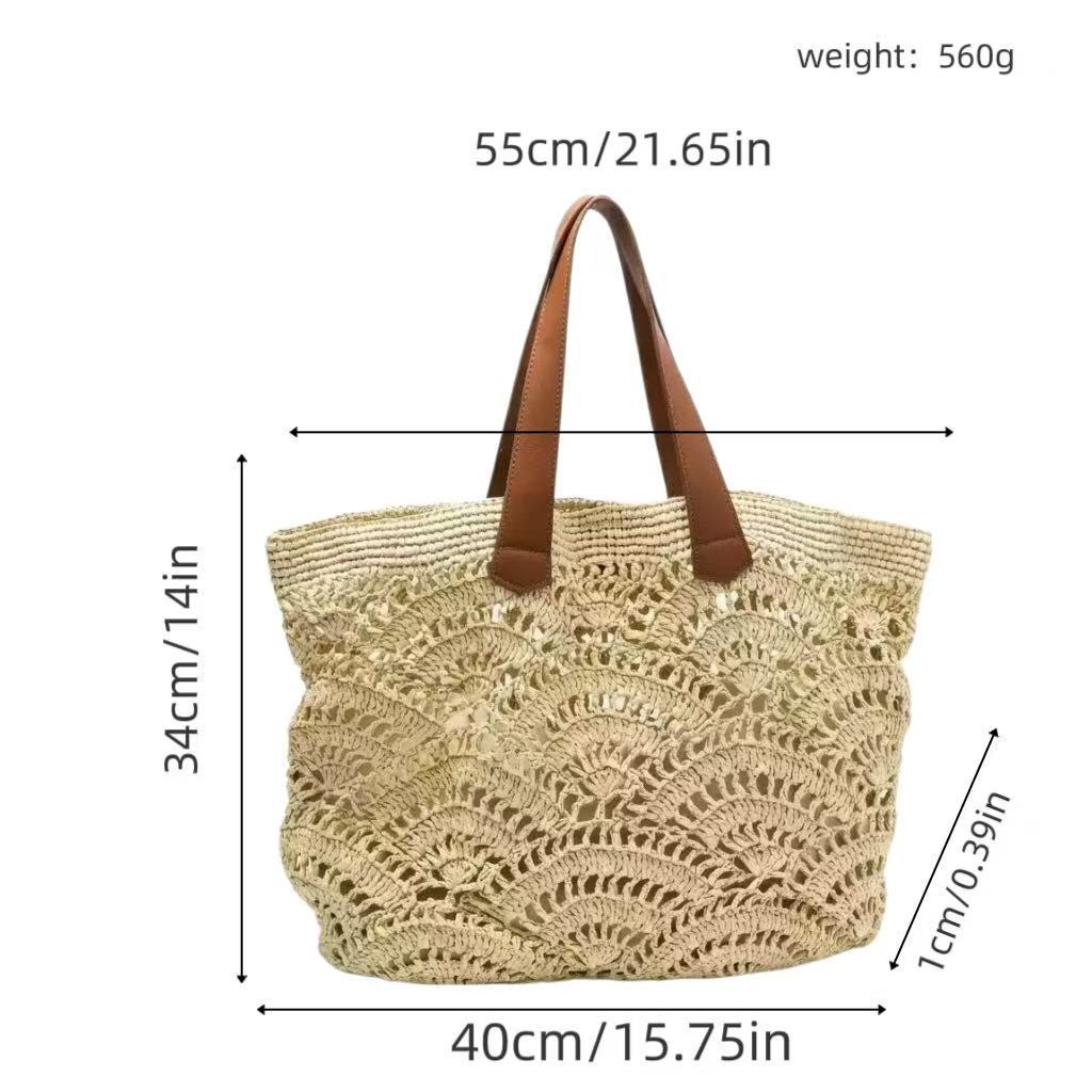 Geflochtene Strandtasche mit Ledergriffen Brehn