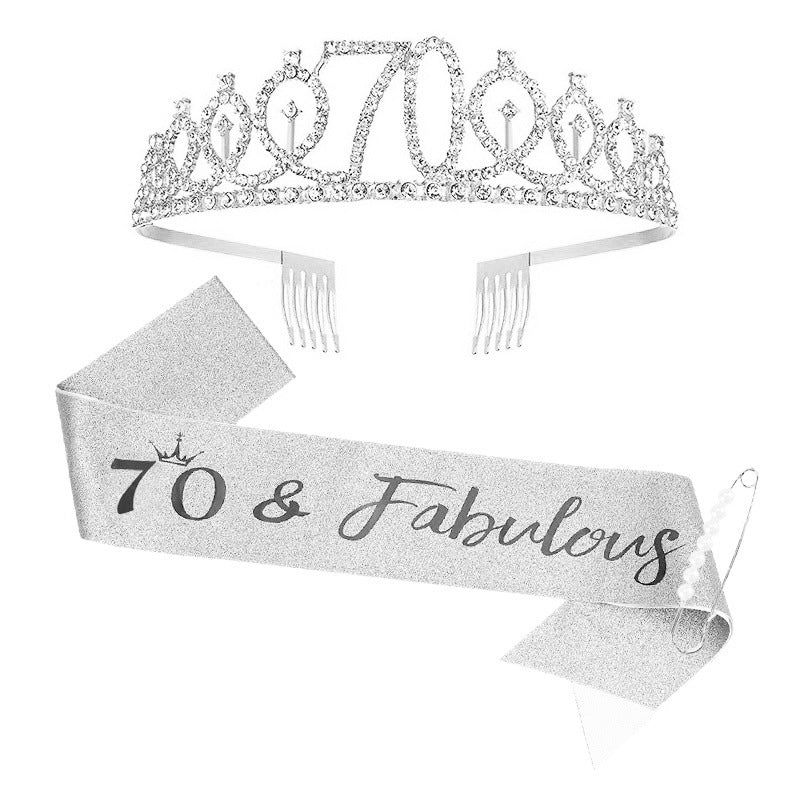 Damen Kristallverzierte Geburtstagskrone mit personalisiertem Sash Brehn