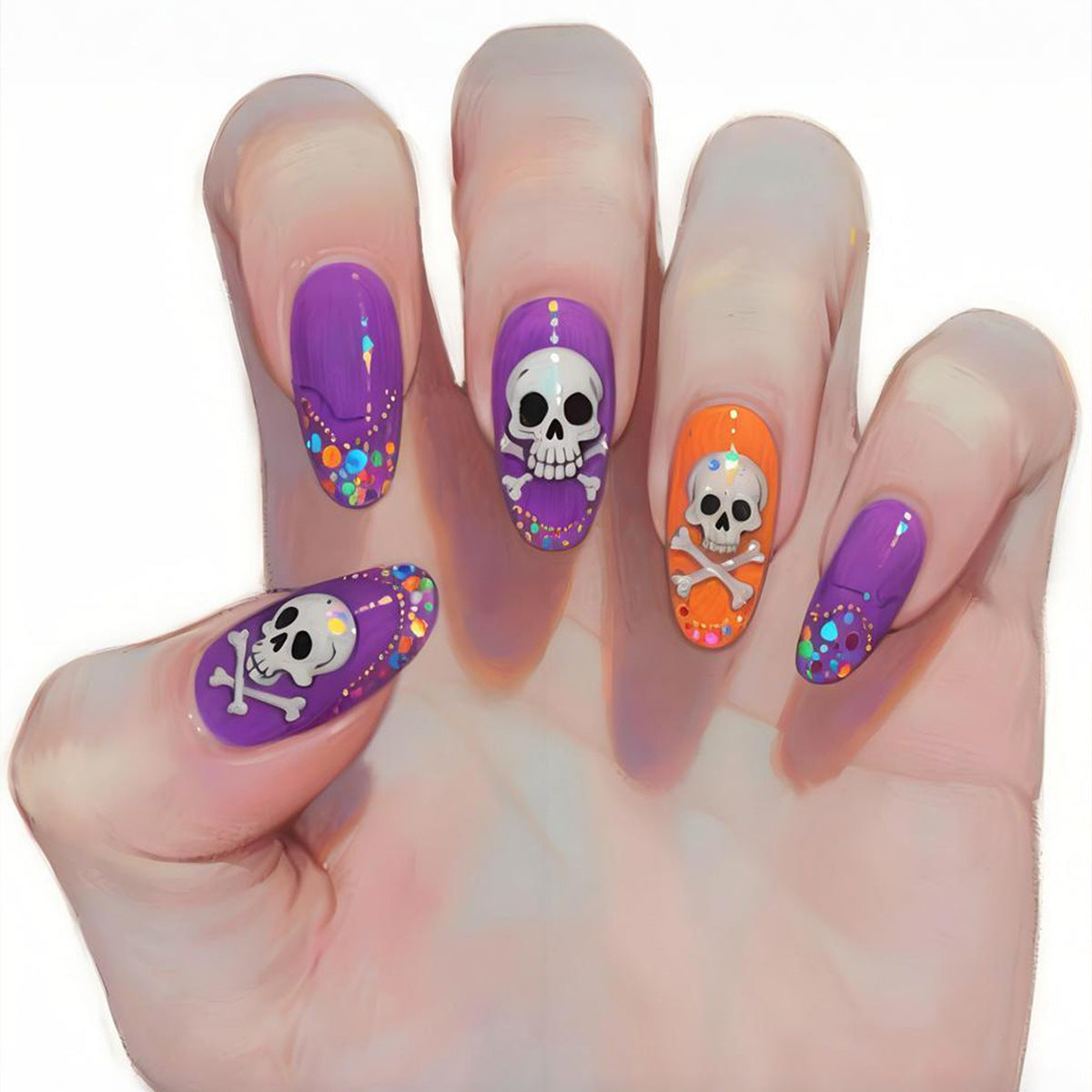 Halloween-Themen Schädel Nagelkunst Set Brehn