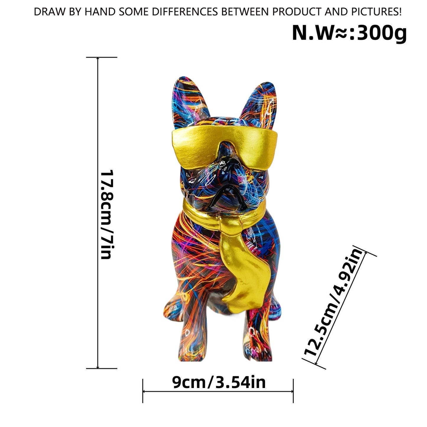 Bunte Bulldogge Dekofigur aus Kunstharz Brehn