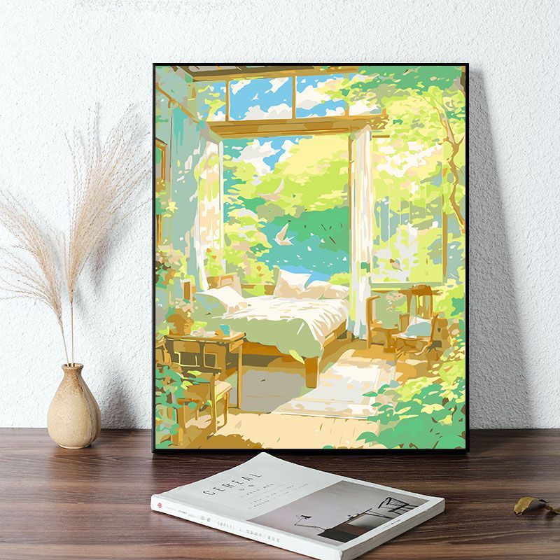 Gemütliche Schlafzimmer-Szene Leinwanddruck Brehn