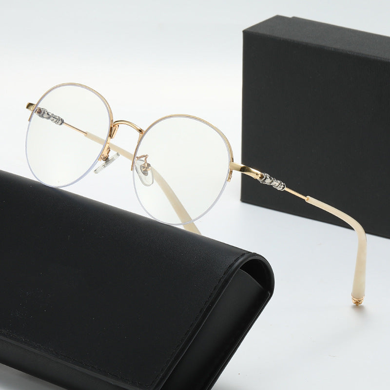 Damen runde Sonnenbrille mit elegantem Metallrahmen und komfortablen Nasenpads Brehn