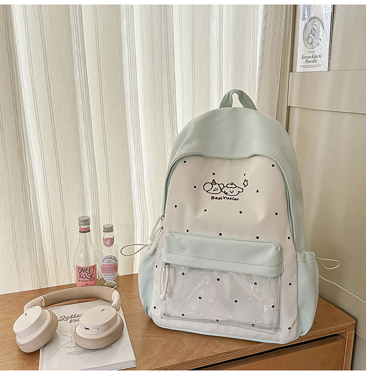 Niedlicher transparenter Paneelschulrucksack