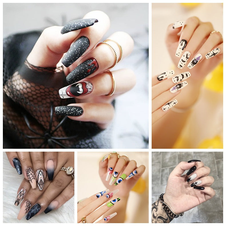 Kunstvolle Nagelkunst mit gruseligen Motiven Brehn