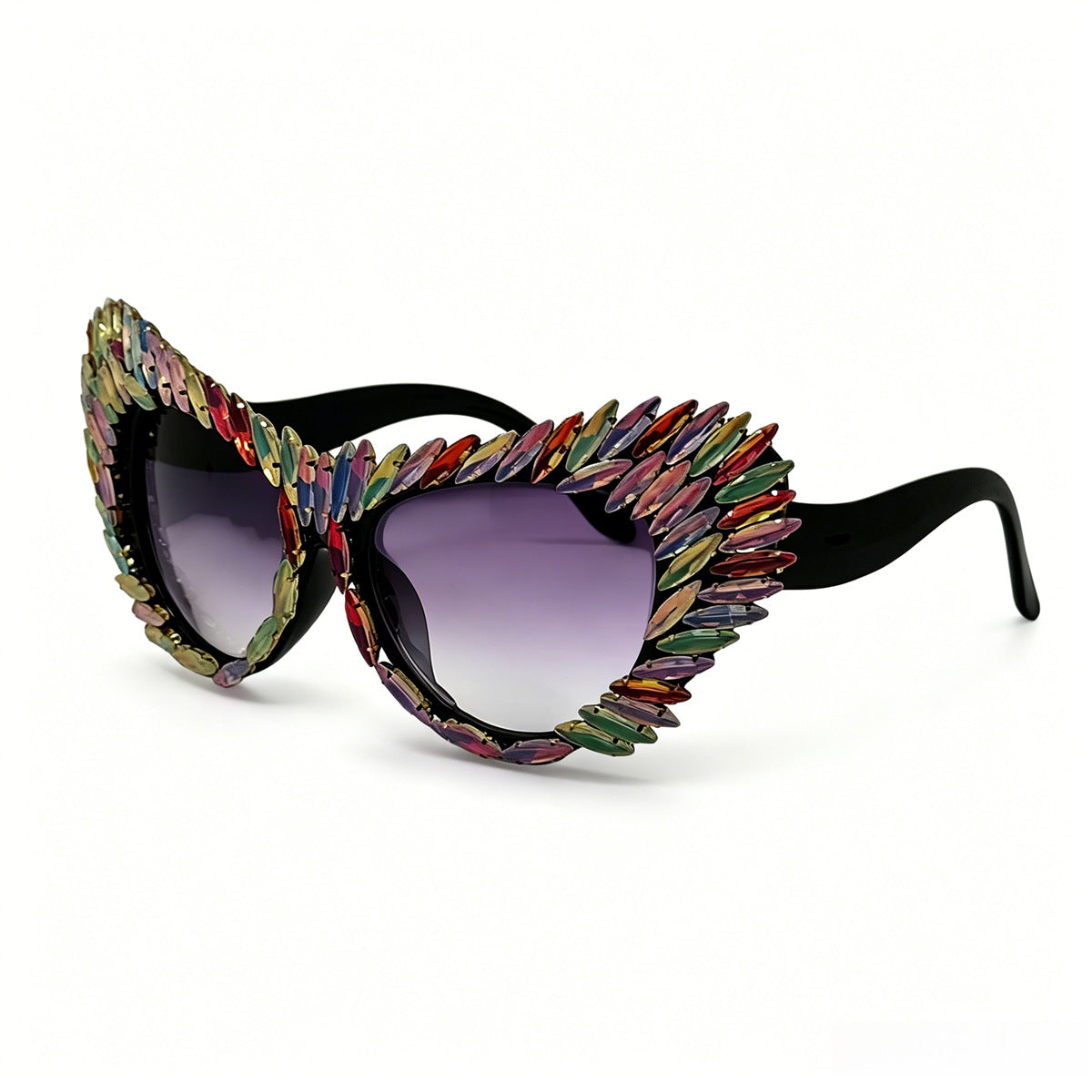 Damen extravagante Cat-Eye Sonnenbrille mit vielfältigen Schmuckdetails Brehn