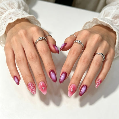Kunstnägel mit Elegantem Ombre-Design und Kreativen Akzenten Brehn