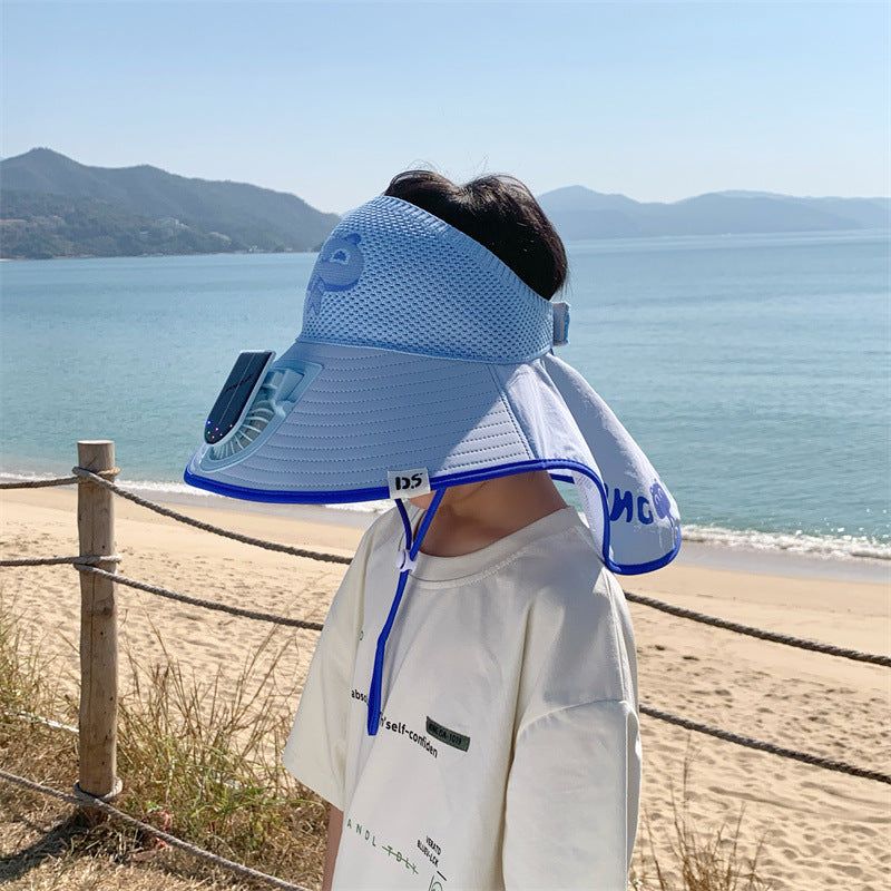 Sonnenhut mit solar Mini Ventilator, UV-Schutz und breitem Nackenschutz Brehn