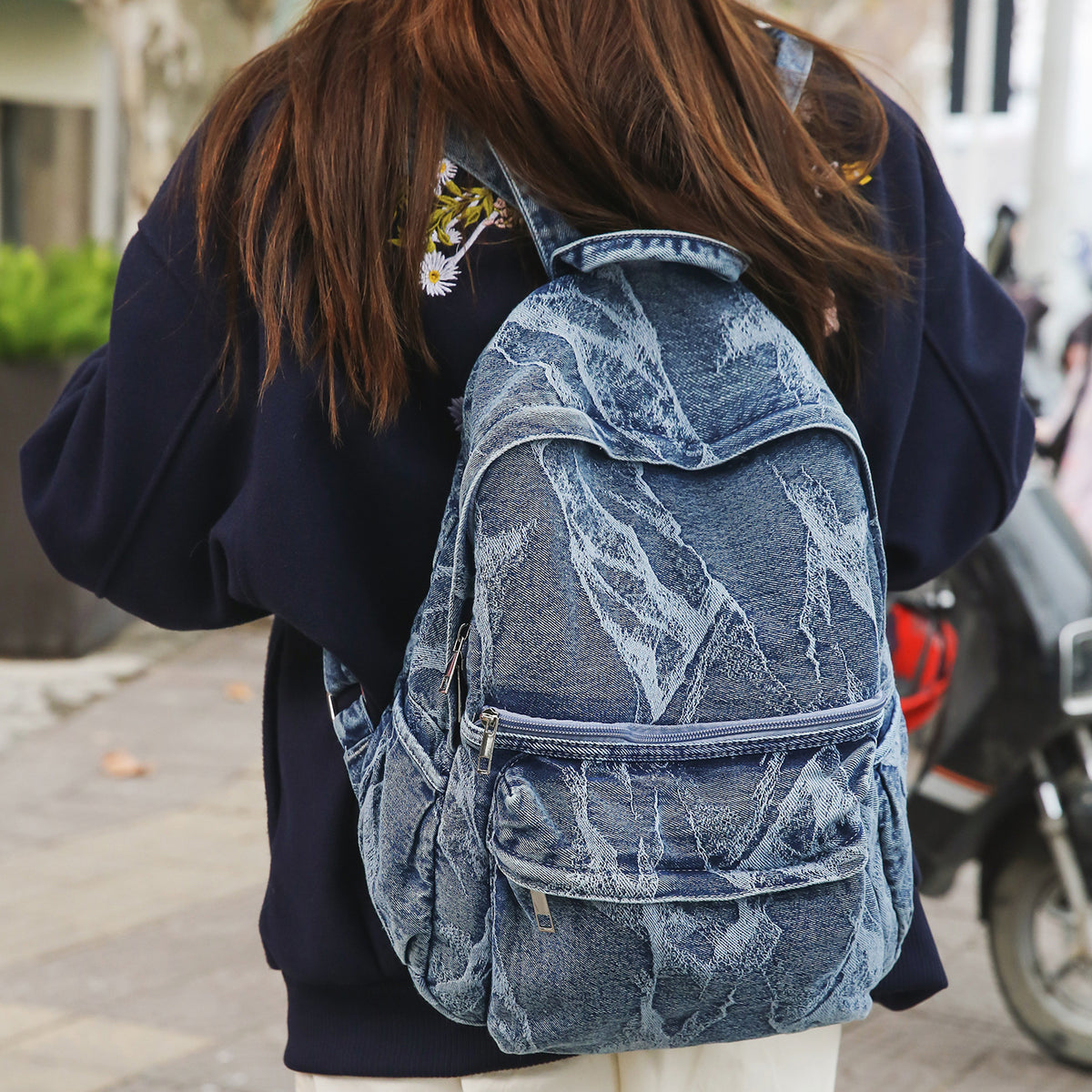 Stylische strukturierte Denim-Rucksack Brehn