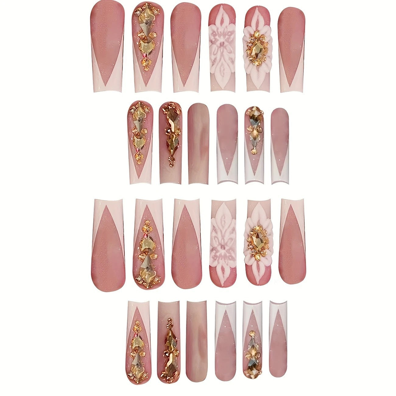 Luxuriöse 3D Kristall-verzierte Nagelverlängerungen Brehn