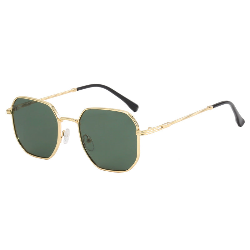 Damen extravagante geometrische Sonnenbrille mit markantem Metallrahmen Brehn