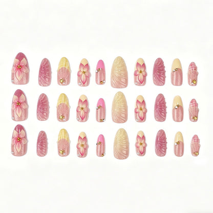 Floral Accent Press-On Nail Set Brehn