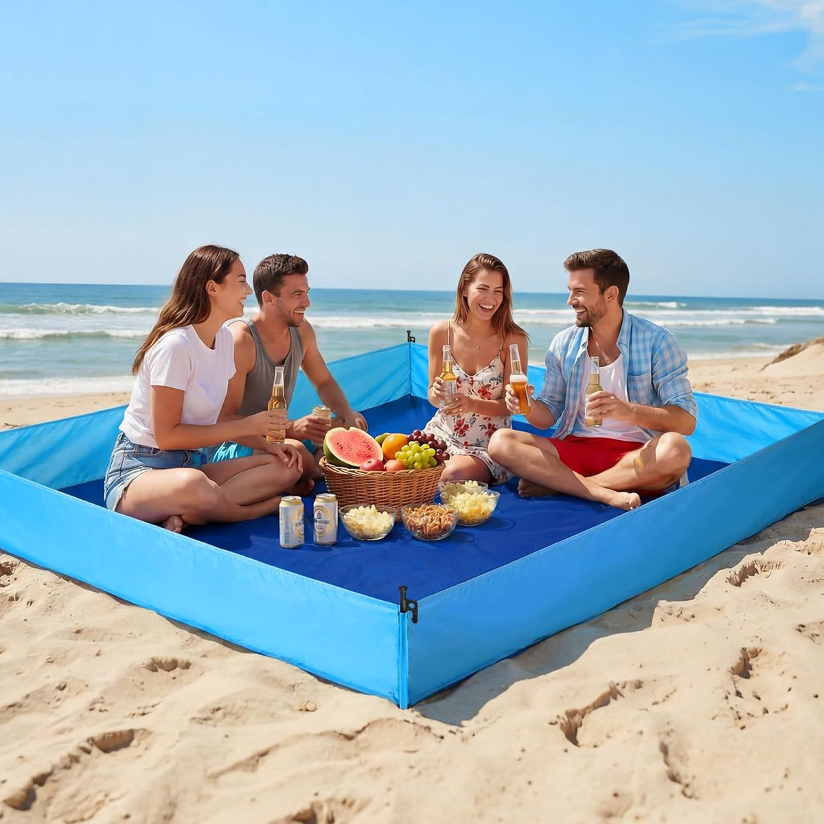 Vielseitige sandfreie Strandmatte mit Ankersystem Brehn