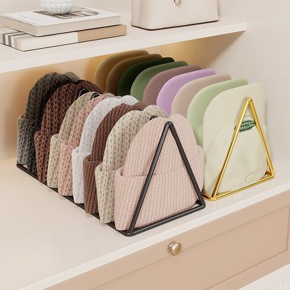 Dreieckiger Metall-Multi-Slot-Strickmütze und Beaniefächer-Rack