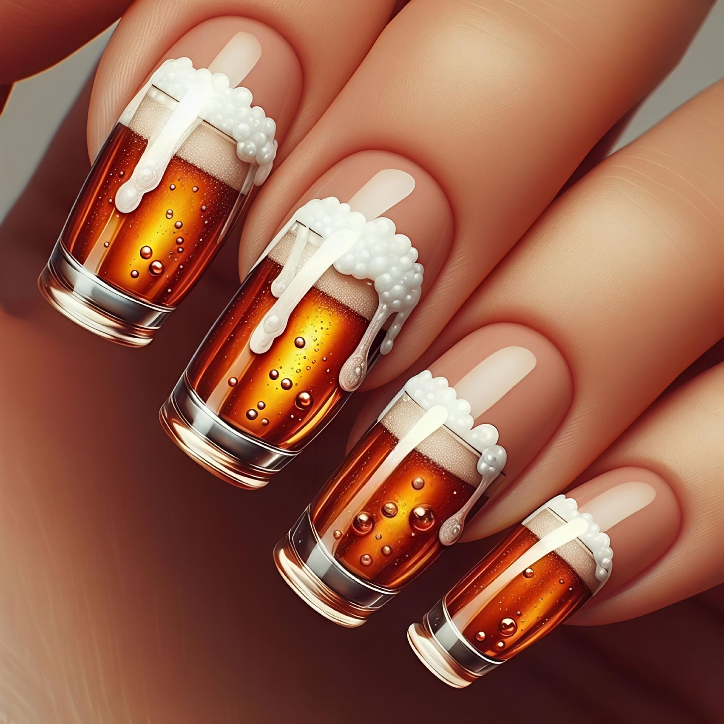 Kunstnägel mit Kreativem Bierglas-Design Brehn