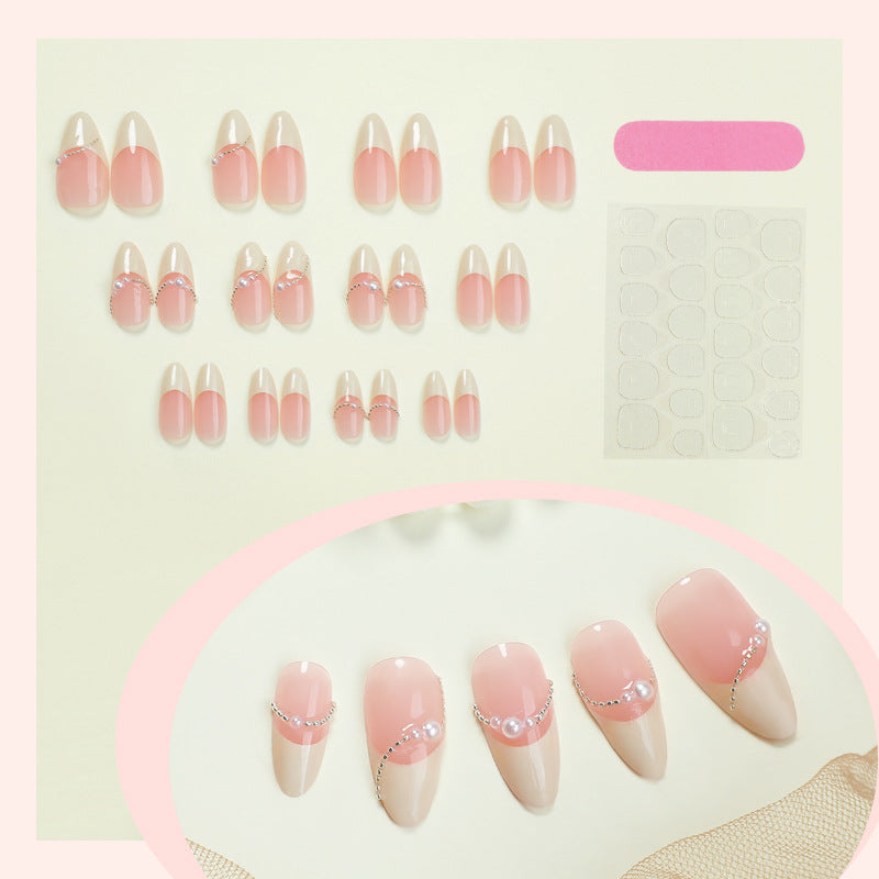 Elegante Ombre Press-On Fingernägel Set mit Perlenakzenten Brehn