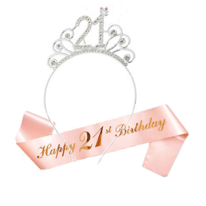 Damen Geburtstags-Tiara und Schärpe Set Brehn