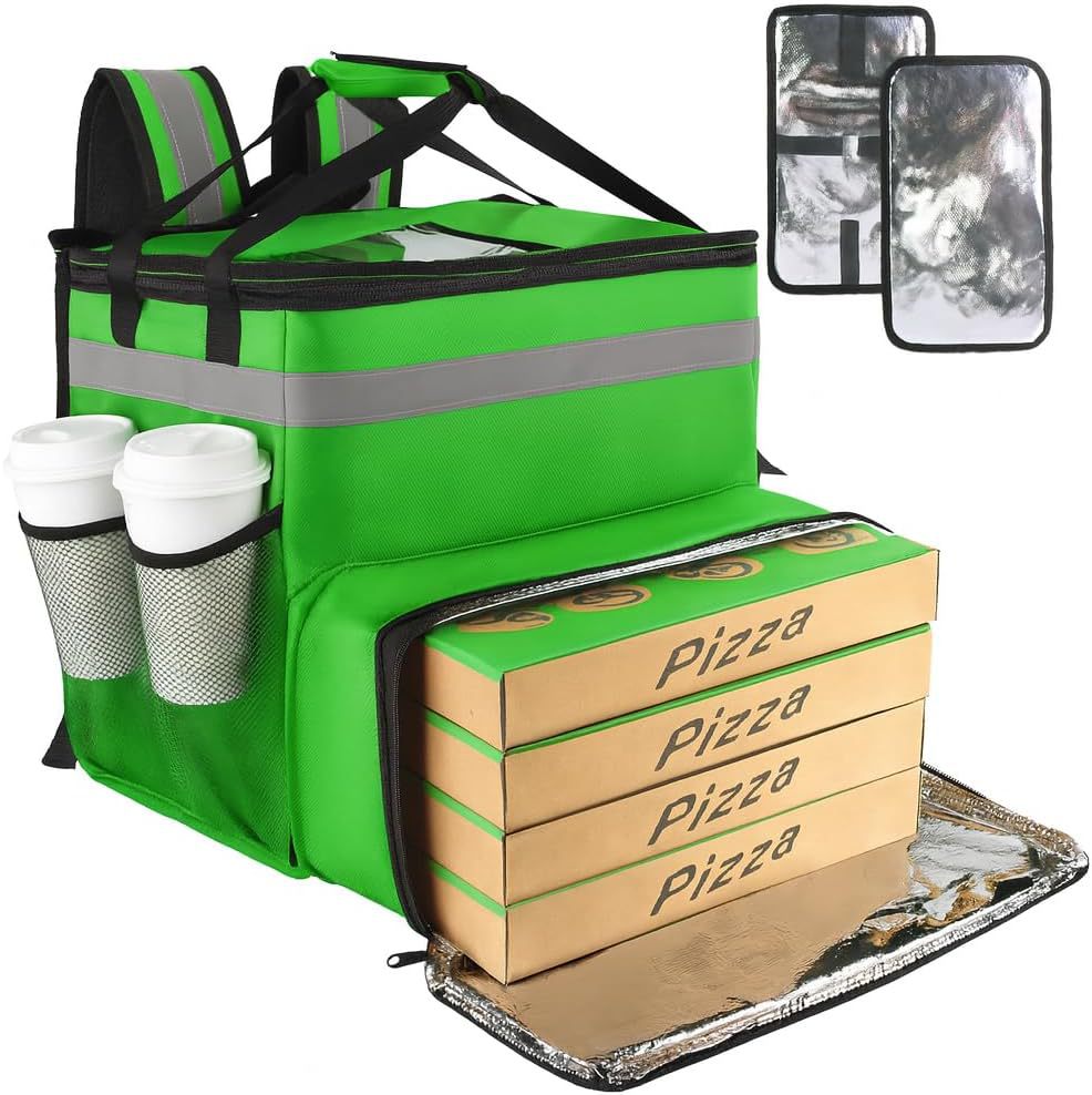 Damen Isolierte Pizza-Liefertasche mit Getränkehaltern und reflektierenden Elementen Brehn