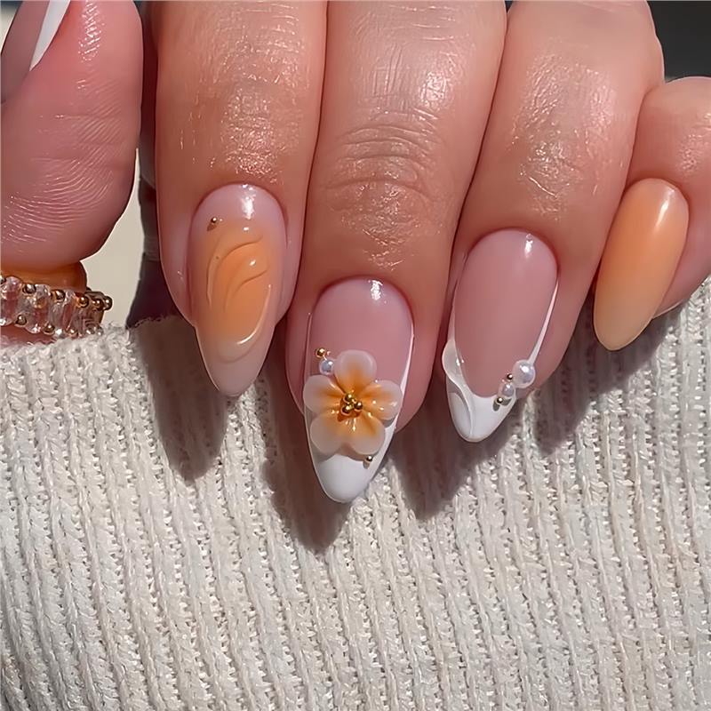 Dekoratives Blumen Acryl Nagelset Brehn