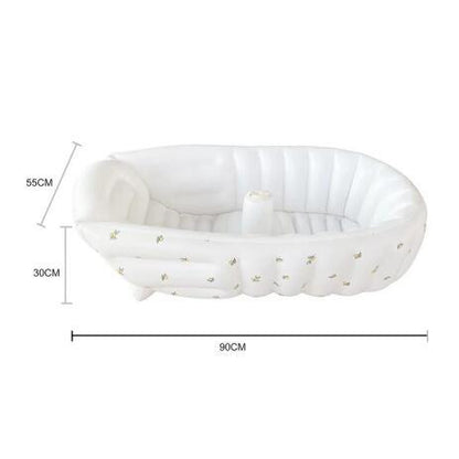 Aufblasbare Babybadewanne und Stützsitz-Set mit Zitronenmotiv und abnehmbarem Becherhalter