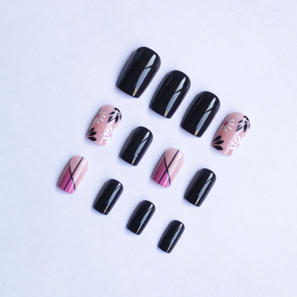 Künstlerisches Floral- und Geometrisches Nagelkunst-Set