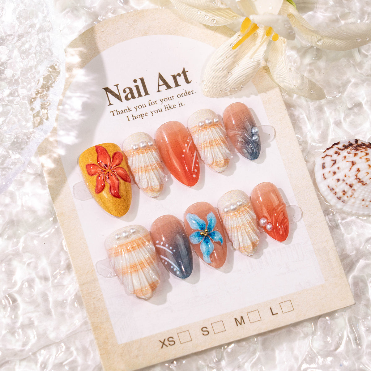 Künstlerisches blumenverziertes Press-On Nagelset