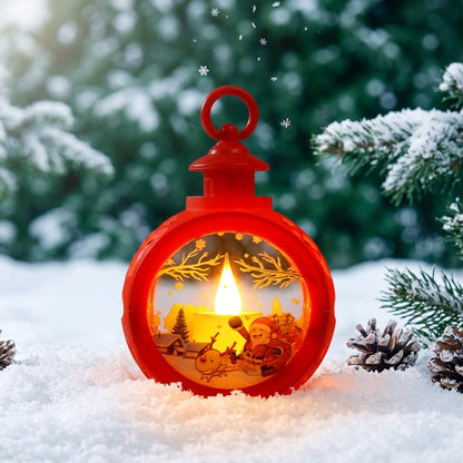 Weihnachtslaterne mit LED-Flamme und festlichem Design