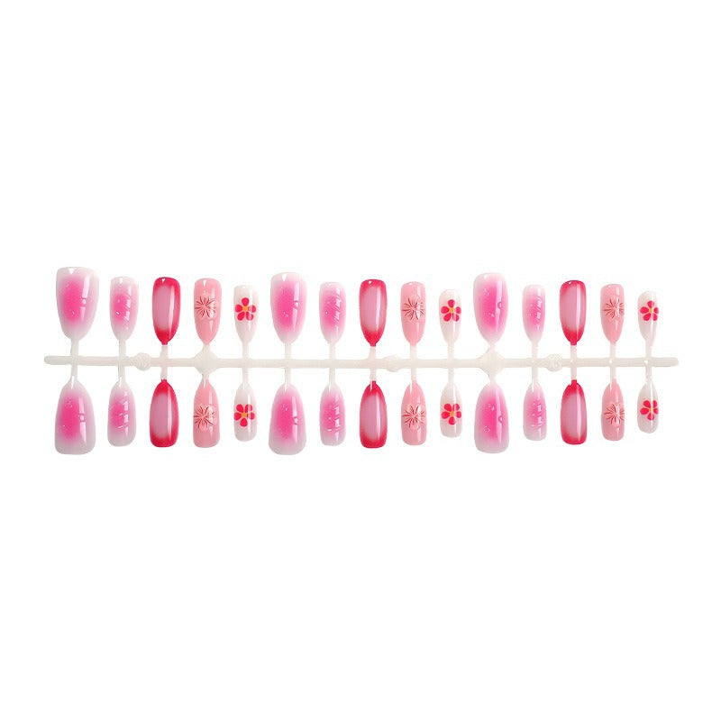 Blumenverzierte Press-On Nagelset