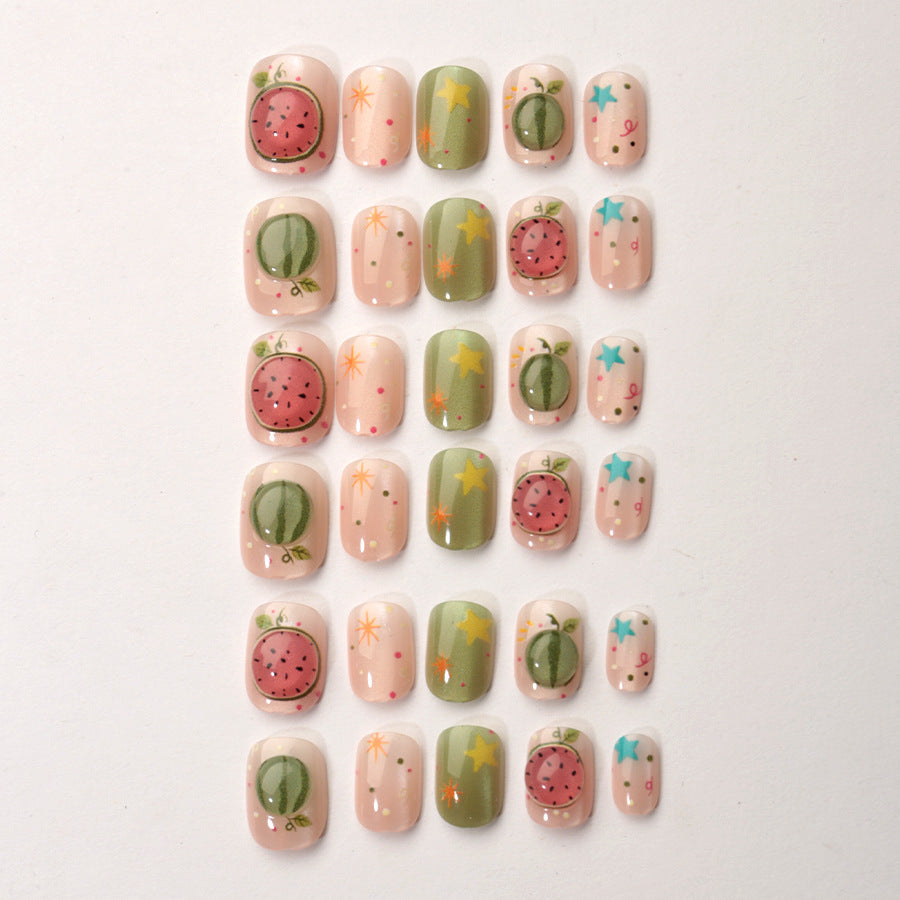 Künstlerisches von Früchten inspiriertes Press-On-Nagelkunstset Brehn
